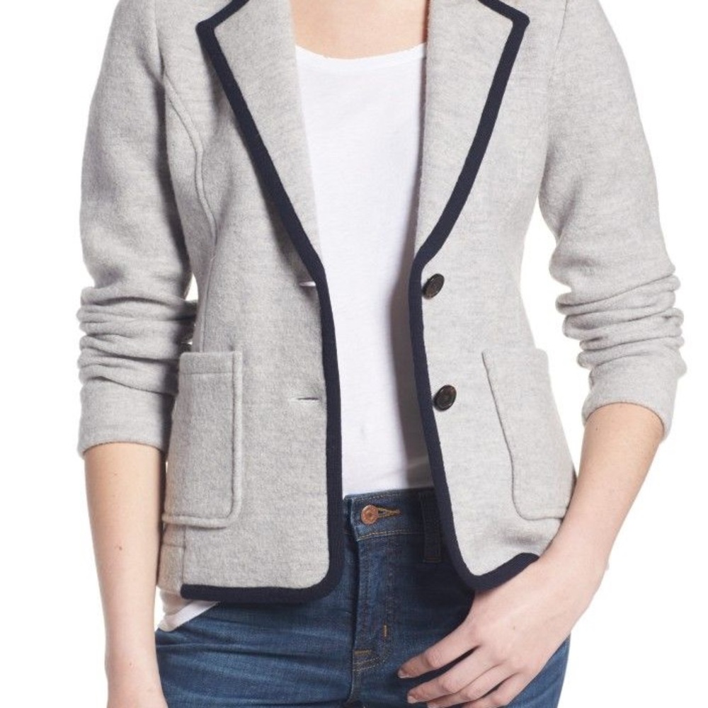 J. Crew Light Gray Blazer with Black Accents